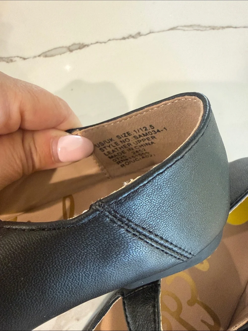 Sam Edelman Black Mary Jane Flats with Gold Buckle